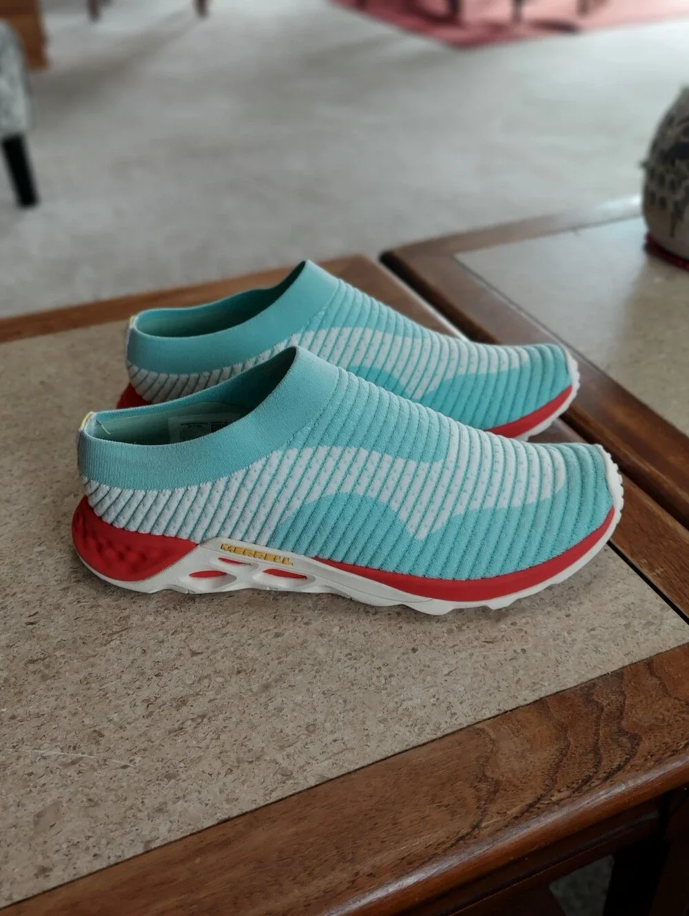 Merrell Woman's Slip On Range Shoes Mint Green, Burnt Red & Cream Size 10
